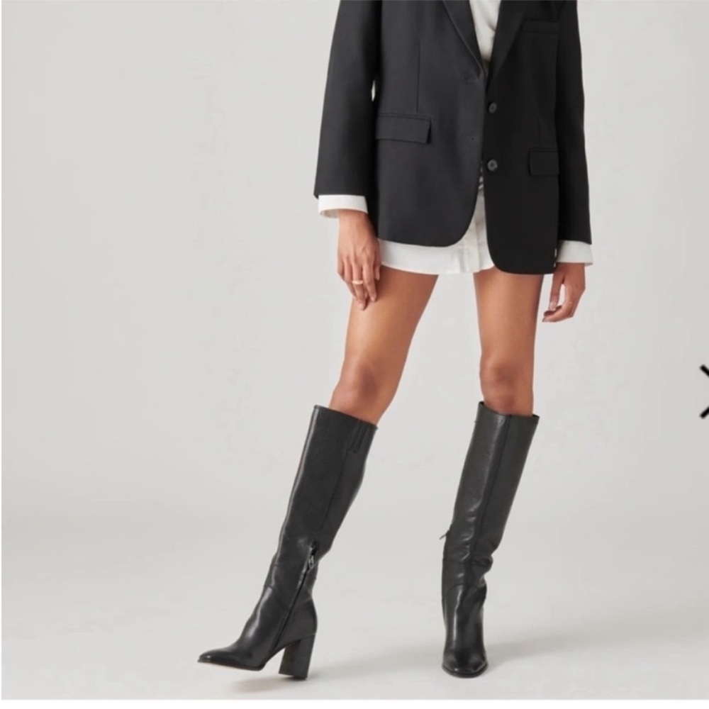 DOLCE‎ VITA Women's Fynn Block-Heel Boots ONYX Black Leather 6.5, H 811